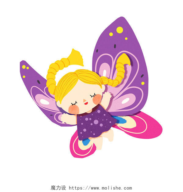 带蝴蝶翅膀女孩儿童插画卡通人物人物翅膀